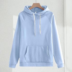 <b>Light</b> Blue Pullover Hoodie and Joggers Sweatsuit for Women Two Piece Fleece <b>Lounge</b> Set Casual Solid Color Winter Sport Outfit - Product Image 1