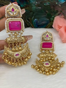 Pendientes Amrapali de gemas semipreciosas de Cachemira de doble capa, glamurosos y de alta calidad, para mujeres y niñas, colección para fiestas nocturnas. - Product Image 2