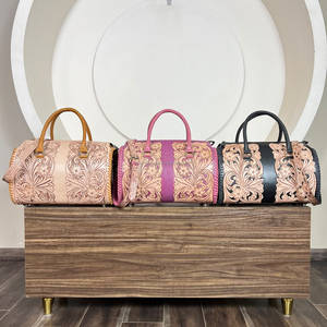 Bolsos de Viaje Grandes de Cuero Floral Hechos a Mano, Bolsos de Fin de Semana de Cuero Genuino de Primera Calidad, Lujosos y de Alta Calidad - Product Image 5