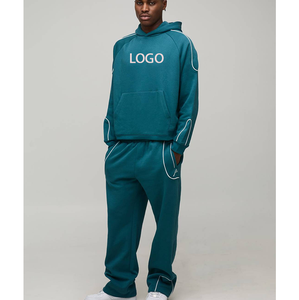 Conjunto Deportivo de 2 Piezas para Hombre, Cuello Redondo, Color Puro, Líneas en Contraste, Algodón, para Correr, Fútbol, Uniforme - Product Image 1