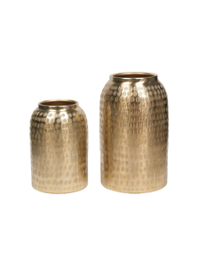 Ensemble de 2 vases en métal texturé doré |   Vases à fleurs décoratifs pour la décoration de la maison, centre de table, décoration de luxe pour la maison - Product Image 4