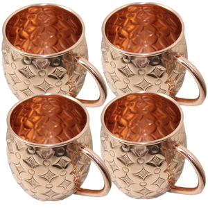 Tasses en cuivre mule modernes de qualité supérieure, écologiques, en cuivre pur, avec un design martelé à la main en forme de diamant, pour l'eau et la bière - Product Image 1