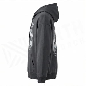 Sweat-shirt à capuche noir pour homme avec poche avant, impression par transfert thermique, sweat-shirt en molleton décontracté, coupe classique, vêtements d'automne - Product Image 1
