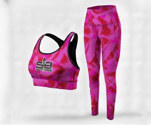 Women Yoga Set Best Quality Textured Solid Stitch Digital Print 2 Piece Breathable High Waist - Product Image 1