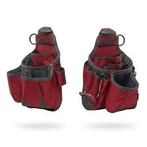 Cinturón de Herramientas Rojo con Tirantes Acolchados, Múltiples Bolsillos para Constructores y Carpinteros, Bolsa para Equipo 2026 - Product Image 4