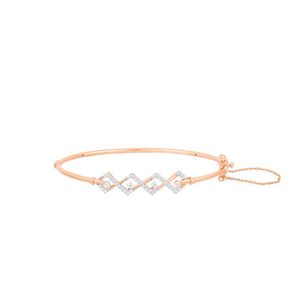Rose Gold Lab Grown Diamond Zigzag Geometric <b>Bangle</b> <b>Bracelet</b> - Product Image 1