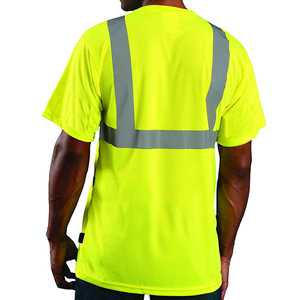 Factory direct supply <b>Work</b> T-Shirts Wear unisex hi vis heat transfer reflective stripe safety t shirts with chest pocket - Product Image 6