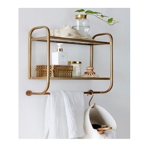 Exclusive Quality Metal Gold Color Wall Mounted Rack Marvelous Design Customized Shape Bathroom Rack In India - Product Image 1