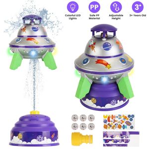 Irrigatore d'Acqua da Esterno Stile UFO con Altezza Regolabile, Rotazione a 360 Gradi, Portata 1.64FT-6.56FT, Attrezzatura per Giochi d'Acqua con LED Colorati - Product Image 1