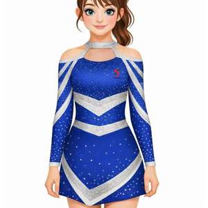 Ensemble de danse d'été pour filles, tenue de performance à manches longues, jupe athlétique pour enfants, uniforme de cheerleading scolaire - Product Image 1