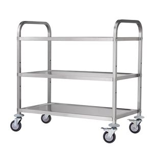 Carrello da Cucina a 3 Ripiani con Capacità di 450 Libbre, Carrello di Servizio in Acciaio con Ruote, Carrello Portaoggetti in Metallo con Capacità di 450 Libbre - Product Image 4