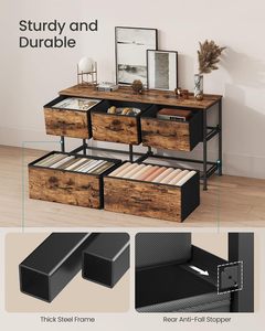 Commode à 5 tiroirs en tissu, style moderne, meuble de rangement autoportant pour chambre à coucher - Product Image 3