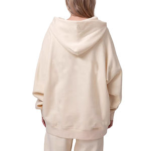เสื้อฮู้ดดี้วินเทจสีเบจคุณภาพสูง ผ้าเฟรนช์เทอร์รี่ ทรงโอเวอร์ไซส์ สำหรับผู้ชายและผู้หญิง ซิปหนา 440gsm รับสกรีนลายตามสั่ง - Product Image 2