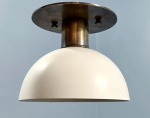Plafonnier minimaliste en laiton, abat-jour rond blanc, décoration intérieure pour salon, éclairage domestique télécommandé - Product Image 4
