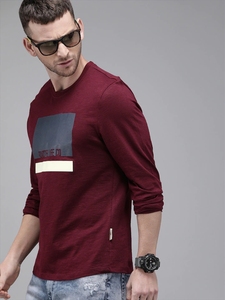 Camisa Casual para Hombre, Color Granate, Manga Corta, Sin Cuello, con Estampado Frontal, 100% Algodón, Transpirable, Verano, ODM - Product Image 3