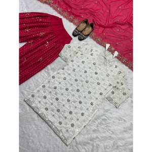 Ensemble de costume de soirée pour femmes, haut, salwar patiala, dupatta - Product Image 1