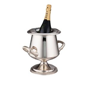 Seau à glace populaire pour champagne, idéal pour les bars et les fêtes, en acier inoxydable argenté avec poignée lisse - Product Image 1