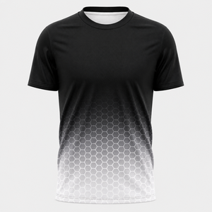 T-shirt à manches courtes pour homme, motif hexagonal dégradé, col rond, séchage rapide, coupe sportive régulière, 100% polyester, impression par sublimation - Product Image 1