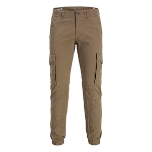 Pantalones Cargo Jogger para Hombre, Corte Ajustado, Verde Oliva, Sarga de Algodón, Pantalones Casuales con Bolsillos Laterales y Puños Elásticos - Product Image 5