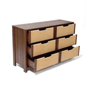 Modern Wooden Storage <b>Cabinet</b> Made of Quality Solid Wood with Rattan Weave and <b>Walnut</b> Color for Indoor Use. - Product Image 3