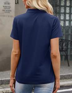 Camisetas Polo de Manga Corta para Mujer de Alta Calidad, 100% Algodón, 180 g/m², Dos Tonos, OEM - Product Image 2