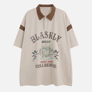 Coton éponge imprimé été hommes formel coupe régulière à manches courtes respirant plage pour chemise Streetwear pour T-Shirt - Product Image 1