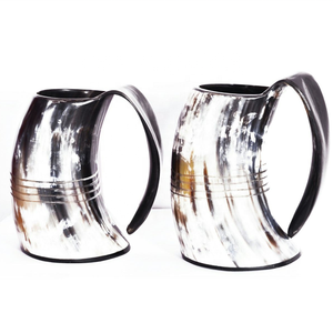 Taza de cuerno de cristal hecha a mano Natural estilo vikingo con abrebotellas tallado regalos especiales taza de cuerno para beber - Product Image 2