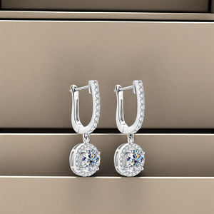 Modernos Pendientes de Aro Colgantes con Diamantes de Moissanita Chapados en Rodio de Plata 925 para Uso Diario Clásico de Mujer, Regalo de Boda, Moda - Product Image 5