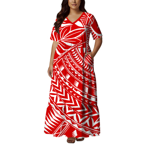 Meilleur prix Robe longue personnalisée pour femme, imprimé polynésien Samoa Tonga Fidji, épaules dénudées, à plusieurs niveaux, grande taille - Product Image 5