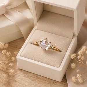 Bague solitaire en or massif 10K 14K 18K avec diamant de laboratoire taille ronde rose, certifié IGI, couleur DEF, clarté VS VVS, motif infini torsadé - Product Image 2