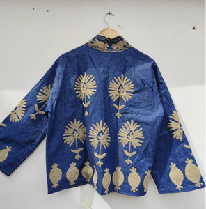 Veste en jean Suzani pour femme, en gros, haute qualité, avec boutons et nœuds, effet vieilli, écologique, style vintage, pour l'automne - Product Image 3