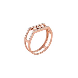 Rose Gold Plated Cocktail <b>Ring</b> With <b>Crystal</b> Rhinestones Geometric Design Women Minimalist Everyday Wear - Product Image 1
