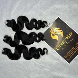 Cloudyhair Máquina de trama de ondas de cuerpo negro de pelo crudo de alta calidad suave vietnamita Paquete de doble dibujado - Product Image 2