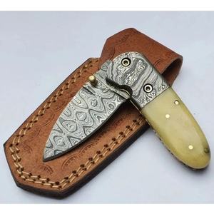 Cuchillo de Bolsillo Jexmoo OEM Hecho a Mano de Acero de Damasco de Grado Industrial de 7 Pulgadas con Funda de Cuero para Regalo de Aniversario o Regalo para Padrinos de Boda - Product Image 5