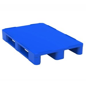 พาเลทพลาสติก HDPE สีน้ำเงินยี่ห้อ Up Brand แบบหน้าเดียว 4 ทางเข้า ขนาด 1200 x 1000 x 195 มม. สำหรับขนส่งในคลังสินค้า - Product Image 1