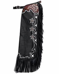 Pantalones de cuero estilo western con bordado de estrellas y flecos para hombres - Product Image 2