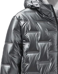 2026 New Arrival Winter Keep Warm Glossy Zip Nylon Canvas Solid Color Puffer Jackets <b>Thin</b> Plus Size <b>Hoodie</b> Glossy Jackets - Product Image 2