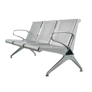 Cómoda SILLA DE espera moderna de acero inoxidable de 3 plazas para oficina y recepción de hospital con asiento acolchado y respaldo - Product Image 4
