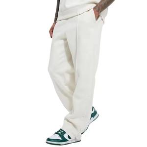 Custom <b>White</b> Fleece Sweatpants Men Elastic Waist Casual <b>Joggers</b> Letter Logo Right Leg Autumn Wear - Product Image 6