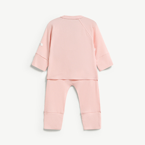 Ensemble 2 pièces pour bébé fille en Lyocell Spandex côtelé à manches longues avec boutons-pression, barboteuse à pieds pour nouveau-né, ODM Vietnam - Product Image 2
