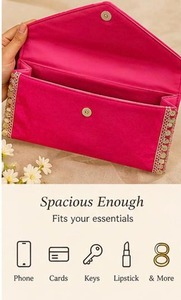 Pochettes enveloppe Gota Patti traditionnelles indiennes du Rajasthan faites à la main, en soie, rectangulaires, festives, avec dentelle, pour pièces de monnaie, cadeaux de mariage - Product Image 4