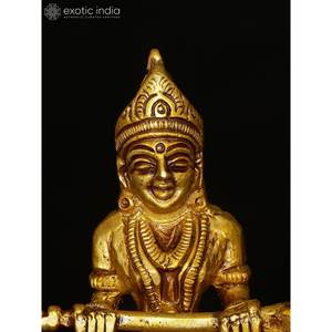 Petite statue de déesse Annapurna en laiton de 3 pouces faite à la main pour la décoration intérieure et le temple Fabriqué en Inde - Product Image 3