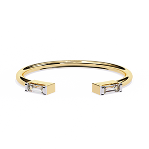 Anillos Apilables Clásicos y Sencillos de Oro Sólido de 14K con Diamantes Cultivados en Laboratorio CVD HPHT de Corte Baguette para Uso Diario - Product Image 1