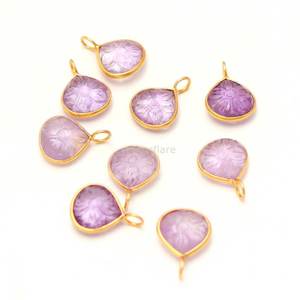 Natural Pink Amethyst Flower Pendant 925 Sterling <b>Silver</b> Gemstone Pendant Hand Carved Heart Charm Pink Amethyst Jewelry Making - Product Image 2