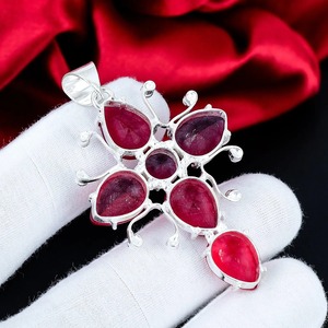 Hermoso Colgante de Piedra Preciosa Rubí, Plata de Ley 925, Engaste de Bisel Hecho a Mano, Joyería Boho Antigua, Regalo de Aniversario para Mujer - Product Image 3
