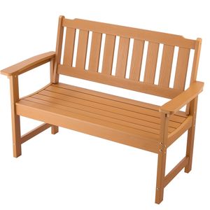 Panca da Esterno in Acciaio e Legno Resistente alle Intemperie, 50,5 Pollici, Capacità di Carico 800 Libbre, per 2-3 Persone, con Braccioli e Schienale Larghi - Product Image 1