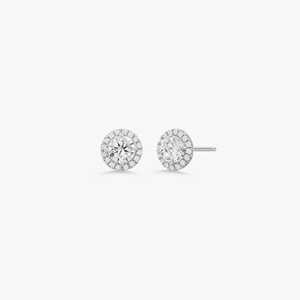Lab Grown Diamond Stud <b>Earring</b> Halo Set Solitaire Push <b>Back</b> Minimalist Luxury Everyday Wear Fine Jewelry 10K 14K 18K Solid Gold - Product Image 5