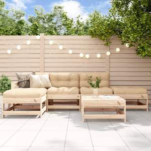 Ensemble de salon de jardin beige avec bois naturel pour l'aménagement extérieur - Product Image 1