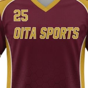Maillot de lacrosse unisexe bordeaux et or en polyester, coupe athlétique, uniforme sportif, vêtements de performance pour équipe - Product Image 6