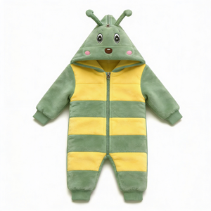 Cute Green Snail Plush <b>Onesie</b> Costume For <b>Kids</b> 2-4 Years Unisex Soft <b>Fleece</b> Hooded Jumpsuit With Character Face And Antennas - Product Image 2